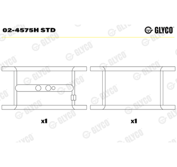 Hlavní ložiska klikového hřídele GLYCO 02-4575H STD