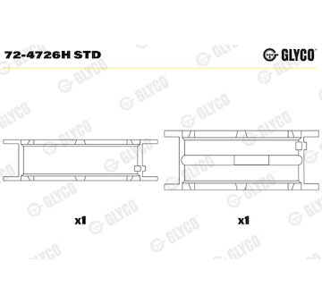 Hlavní ložiska klikového hřídele GLYCO 72-4726H STD