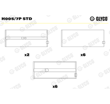 Hlavní ložiska klikového hřídele GLYCO H005/7P STD