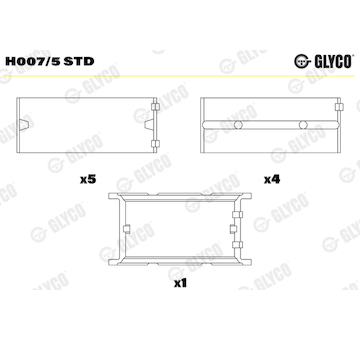 Hlavní ložiska klikového hřídele GLYCO H007/5 STD