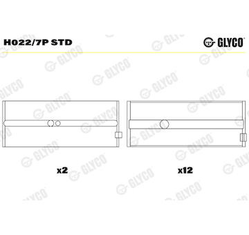 Hlavní ložiska klikového hřídele GLYCO H022/7P STD