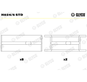 Hlavní ložiska klikového hřídele GLYCO H024/5 STD