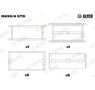 Hlavní ložiska klikového hřídele GLYCO H095/6 STD
