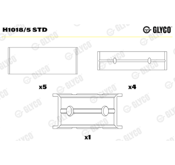 Hlavní ložiska klikového hřídele GLYCO H1018/5 STD