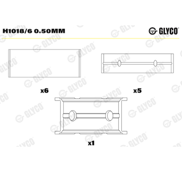 Hlavní ložiska klikového hřídele GLYCO H1018/6 0.50MM