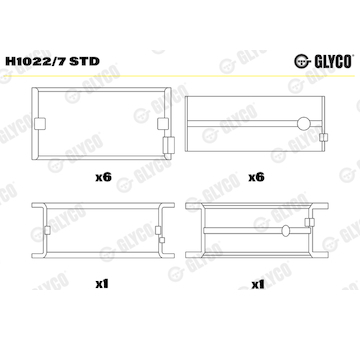 Hlavní ložiska klikového hřídele GLYCO H1022/7 STD