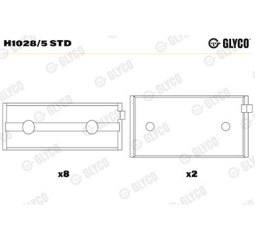Hlavní ložiska klikového hřídele GLYCO H1028/5 STD
