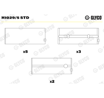 Hlavní ložiska klikového hřídele GLYCO H1029/5 STD