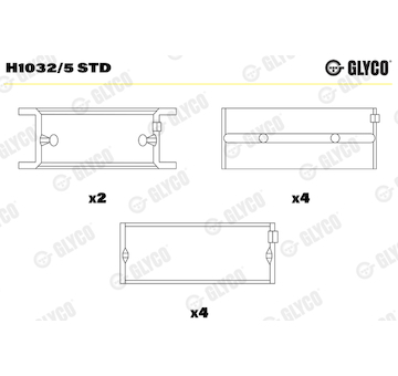 Hlavní ložiska klikového hřídele GLYCO H1032/5 STD