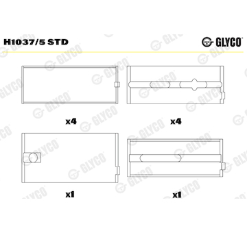 Hlavní ložiska klikového hřídele GLYCO H1037/5 STD