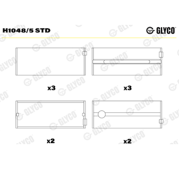 Hlavní ložiska klikového hřídele GLYCO H1048/5 STD