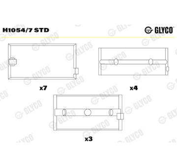 Hlavní ložiska klikového hřídele GLYCO H1054/7 STD