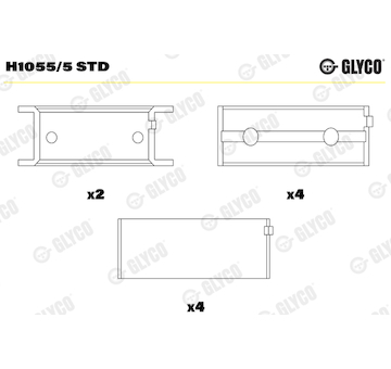 Hlavní ložiska klikového hřídele GLYCO H1055/5 STD