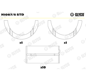 Hlavní ložiska klikového hřídele GLYCO H1067/5 STD