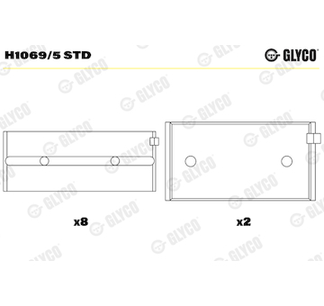 Hlavní ložiska klikového hřídele GLYCO H1069/5 STD