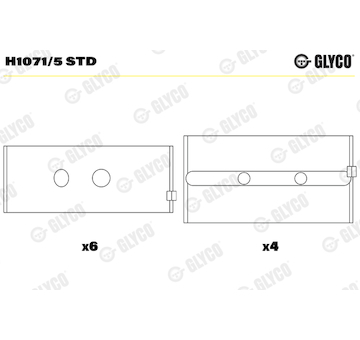 Hlavní ložiska klikového hřídele GLYCO H1071/5 STD