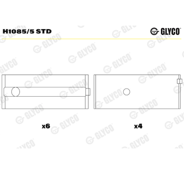 Hlavní ložiska klikového hřídele GLYCO H1085/5 STD