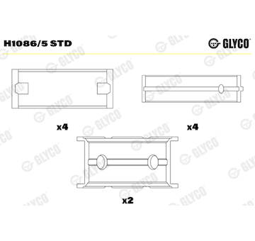 Hlavní ložiska klikového hřídele GLYCO H1086/5 STD