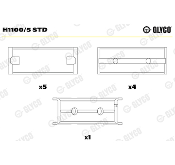 Hlavní ložiska klikového hřídele GLYCO H1100/5 STD