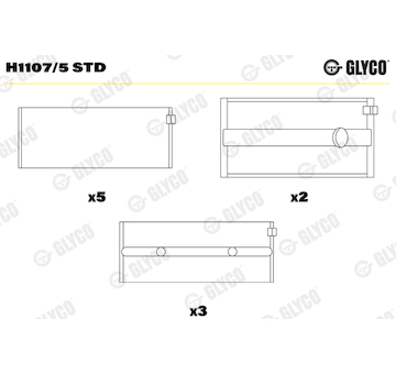 Hlavní ložiska klikového hřídele GLYCO H1107/5 STD
