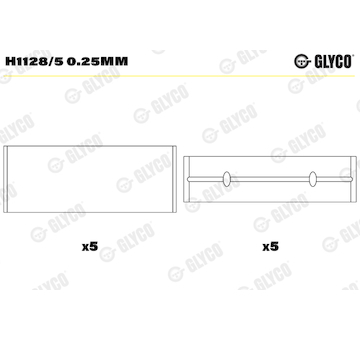 Hlavní ložiska klikového hřídele GLYCO H1128/5 0.25MM