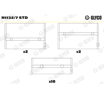 Hlavní ložiska klikového hřídele GLYCO H1132/7 STD