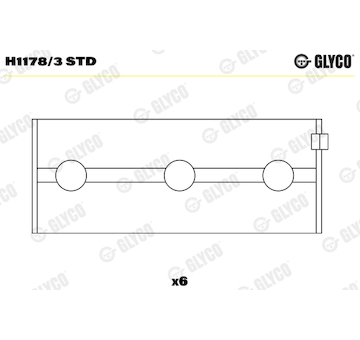 Hlavní ložiska klikového hřídele GLYCO H1178/3 STD