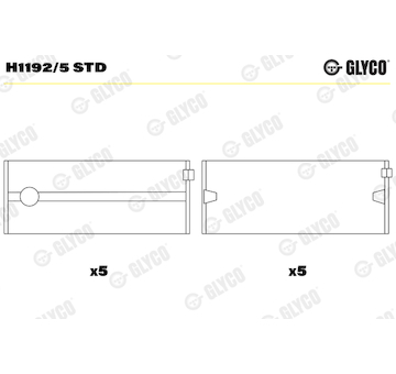 Hlavní ložiska klikového hřídele GLYCO H1192/5 STD