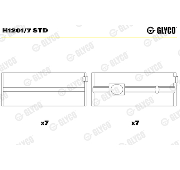 Hlavní ložiska klikového hřídele GLYCO H1201/7 STD