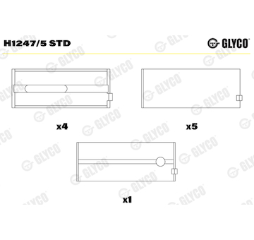 Hlavní ložiska klikového hřídele GLYCO H1247/5 STD