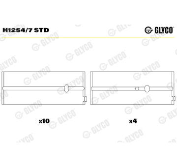Hlavní ložiska klikového hřídele GLYCO H1254/7 STD