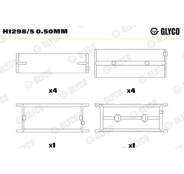 Hlavní ložiska klikového hřídele GLYCO H1298/5 0.50MM