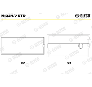 Hlavní ložiska klikového hřídele GLYCO H1324/7 STD