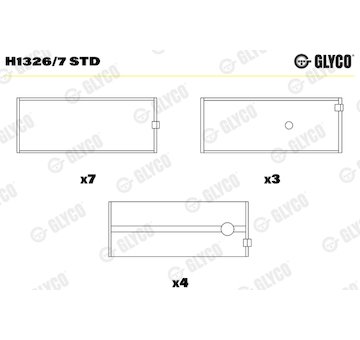 Hlavní ložiska klikového hřídele GLYCO H1326/7 STD