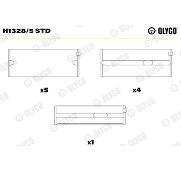 Hlavní ložiska klikového hřídele GLYCO H1328/5 STD