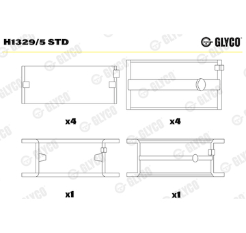 Hlavní ložiska klikového hřídele GLYCO H1329/5 STD