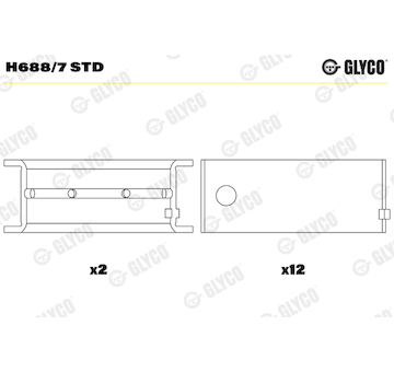 Hlavní ložiska klikového hřídele GLYCO H688/7 STD