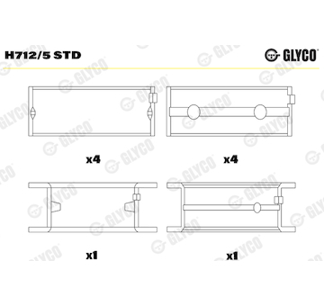 Hlavní ložiska klikového hřídele GLYCO H712/5 STD