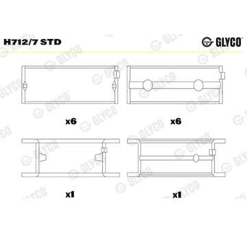 Hlavní ložiska klikového hřídele GLYCO H712/7 STD