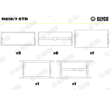 Hlavní ložiska klikového hřídele GLYCO H818/7 STD