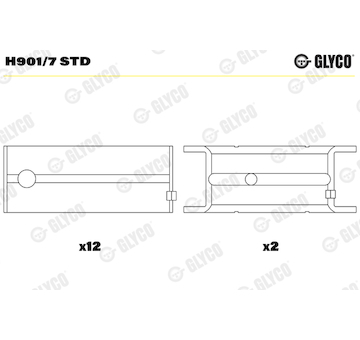 Hlavní ložiska klikového hřídele GLYCO H901/7 STD