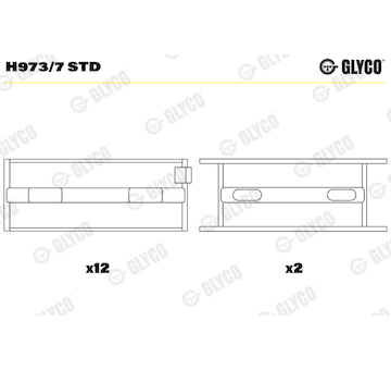 Hlavní ložiska klikového hřídele GLYCO H973/7 STD