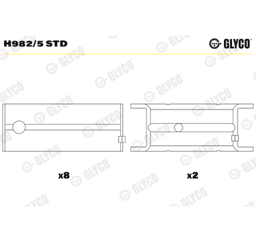 Hlavní ložiska klikového hřídele GLYCO H982/5 STD