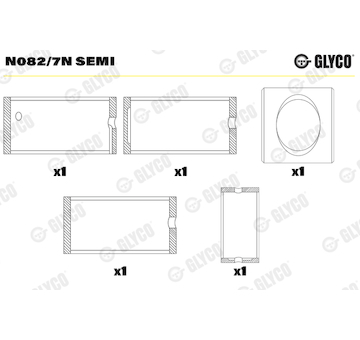 Ložisko vačkového hřídele GLYCO N082/7N SEMI