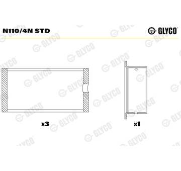 Ložisko vačkového hřídele GLYCO N110/4N STD