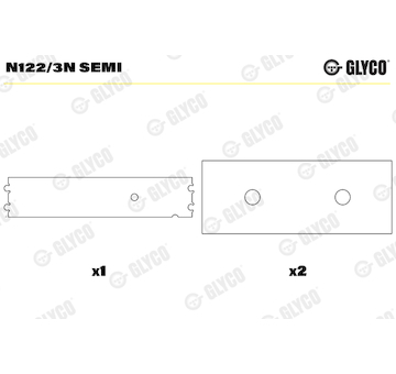 Ložisko vačkového hřídele GLYCO N122/3N SEMI