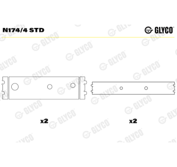Ložisko vačkového hřídele GLYCO N174/4 STD