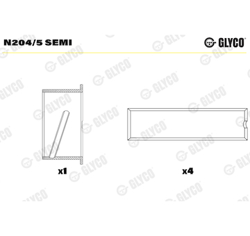 Ložisko vačkového hřídele GLYCO N204/5 SEMI