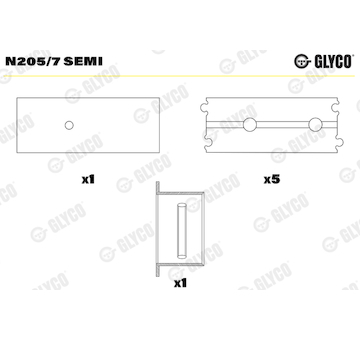 Ložisko vačkového hřídele GLYCO N205/7 SEMI