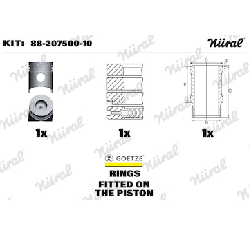 Opravná sada, píst/vložka válce NÜRAL 88-207500-10